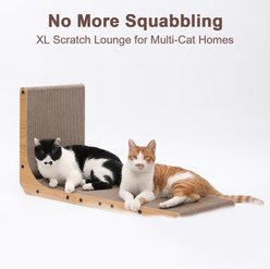 FUKUMARU Indoor L-Shape Wall Mounted Cat Toy Scratcher with Ball. Brown slide 2 of 8