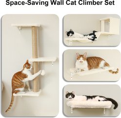 FUKUMARU 4-in-1 Wall Mounted Cat Wall Shelves Set, Tree & Condo, Beige slide 2 of 6