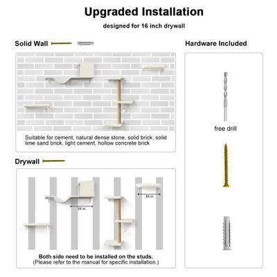 Show full view: FUKUMARU 4-in-1 Wall Mounted Cat Wall Shelves Set, Tree & Condo, Beige slide 6 of 7