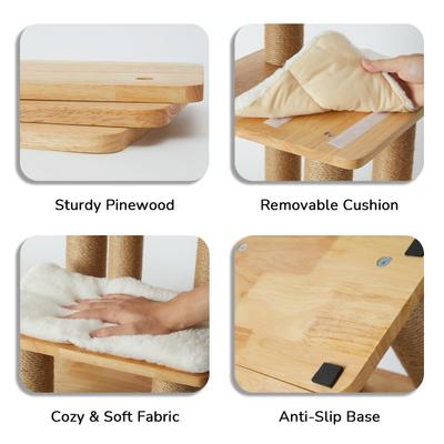 Show full view: FUKUMARU 2-in-1 Wooden Dog & Cat Stairs with Scratching Post, Brown, Large slide 3 of 7