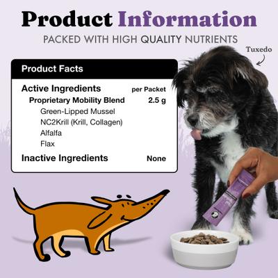 Show full view: Vital Pet Life Green Lipped Mussel & Krill Powder Mobility, Hip & Joint Supplement for Dogs & Cats, 30 count slide 8 of 10