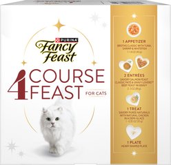 Fancy Feast Four Course Adult Chicken, Beef, Salmon & Tuna Variety Pack Pate Wet Cat Food, 7.75-oz box