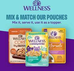 Wellness Appetizing Entrees Little-a-This, Little-a-That, Seafood & Poultry Variety Pack Natural Grain-Free Flaked Wet Cat Food, 1.4-oz pouch, case of 8 slide 2 of 9