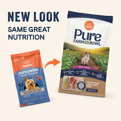 Show full view: CANIDAE Pure Farm To Bowl Small Breed Pasture-Raised Lamb & Lentil Recipe Dry Dog Food, 4-lb bag slide 3 of 12