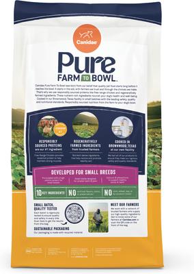 Show full view: CANIDAE Pure Farm To Bowl Small Breed Free-Range Chicken, Lentil & Garbanzo Bean Recipe Dry Dog Food, 4-lb bag slide 4 of 12