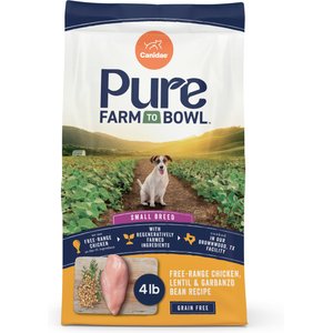 CANIDAE Pure Farm To Bowl Small Breed Free-Range Chicken, Lentil & Garbanzo Bean Recipe Dry Dog Food, 4-lb bag