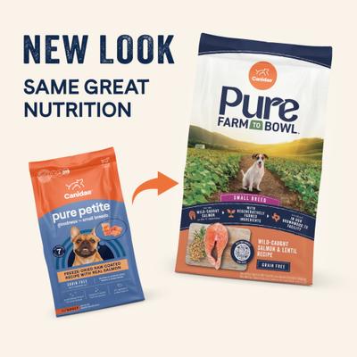 Show full view: CANIDAE Pure Farm To Bowl Small Breed Wild-Caught Salmon & Lentil Recipe Dry Dog Food, 4-lb bag slide 3 of 12