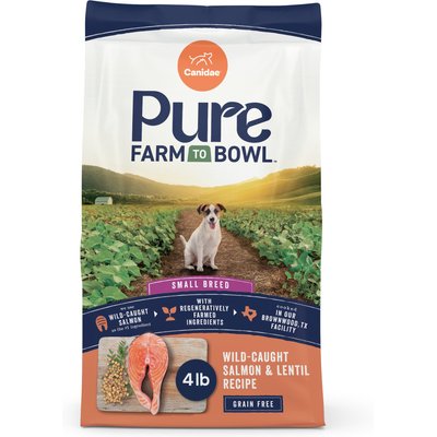 CANIDAE CANIDAE Pure Farm To Bowl Small Breed Wild-Caught Salmon & Lentil Recipe Dry Dog Food, 4-lb bag
