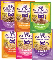 Wellness Appetizing Entrees Variety Pack Grain-Free Wet Cat Food, 1.4-oz pouch, case of 6