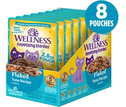 Wellness Appetizing Entrees Flaked Tuna Natural Grain-Free Wet Cat Food, 2.8-oz pouch, case of 8 slide 2 of 9
