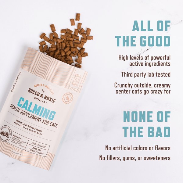 Show full view: Rocco & Roxie Supply Co. Chicken Flavored Calming Chew Supplement for Cats, 3.7-oz bag slide 7 of 10