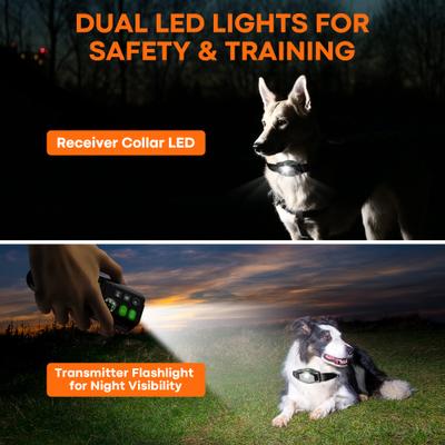 Show full view: Hoistspark T810Pro Wireless Waterproof Dog Fence & Training Collar with LED Light, Black, Medium: 26-in neck, 1/2-in wide slide 8 of 9