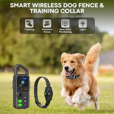 Show full view: Hoistspark T810Pro Wireless Waterproof Dog Fence & Training Collar with LED Light, Black, Medium: 26-in neck, 1/2-in wide slide 2 of 9