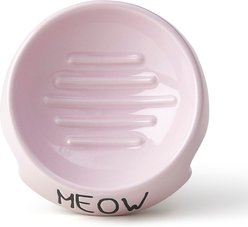 PetRageous Designs Meow Inverted Angeled 5-in Ceramic Cat Bowl, 6-oz, Pink slide 2 of 4