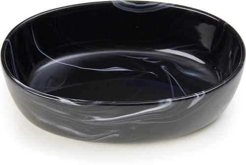 Show full view: PetRageous Designs Fancy Marble Oval 7-in Stoneware Cat Bowl, Black, 2-cup slide 3 of 5
