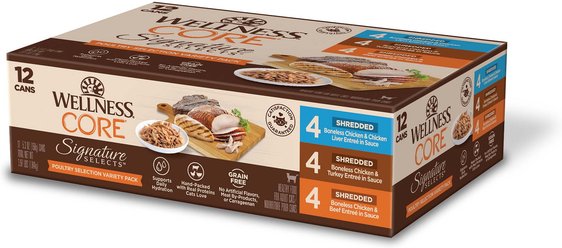 Wellness CORE Signature Selects Poultry Selection Variety Pack Natural Grain-Free Wet Cat Food, 5.3-oz c...
