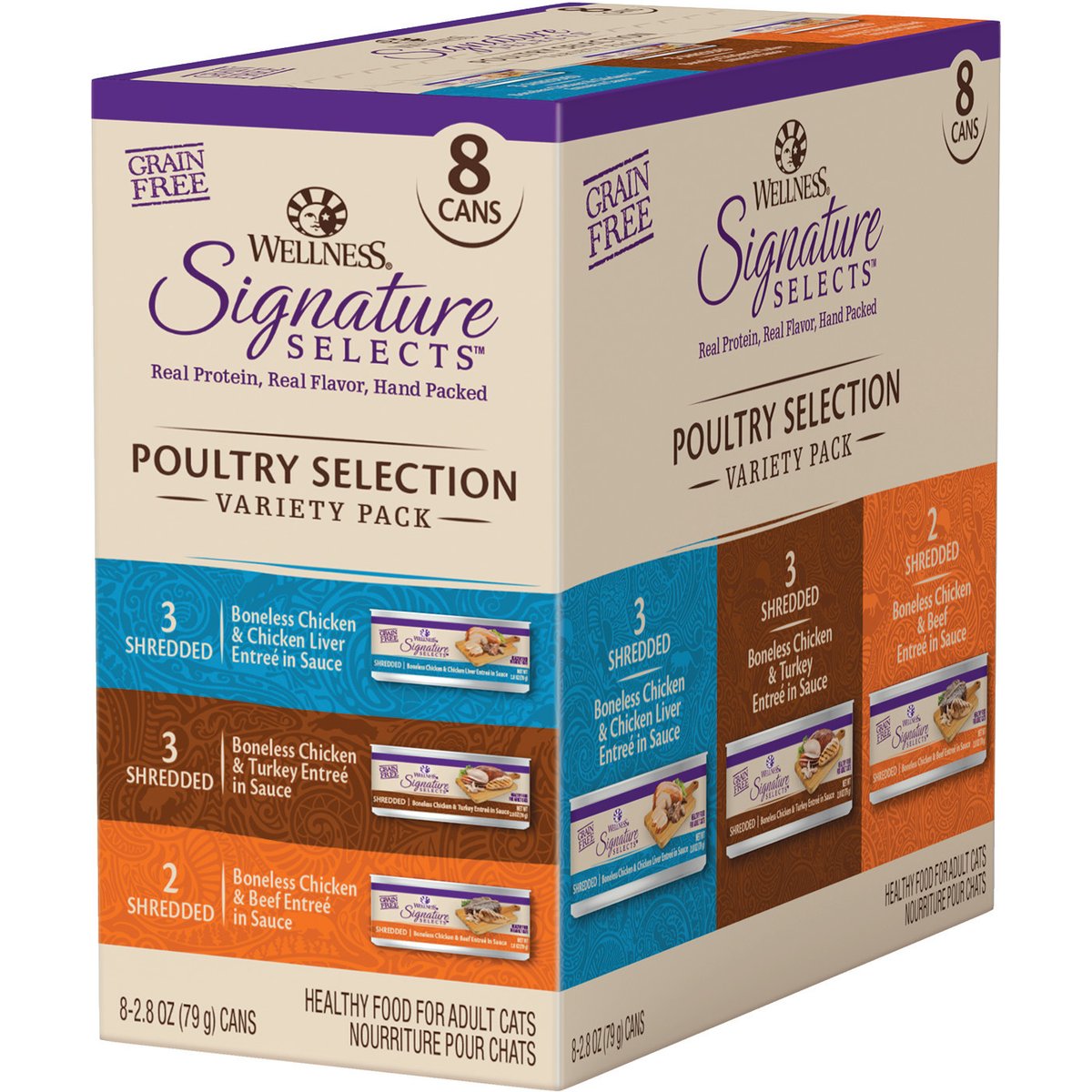 Wellness CORE Signature Selects Poultry Selection Variety Pack Natural Grain-Free Wet Cat Food, 2.8-oz can, case of 8