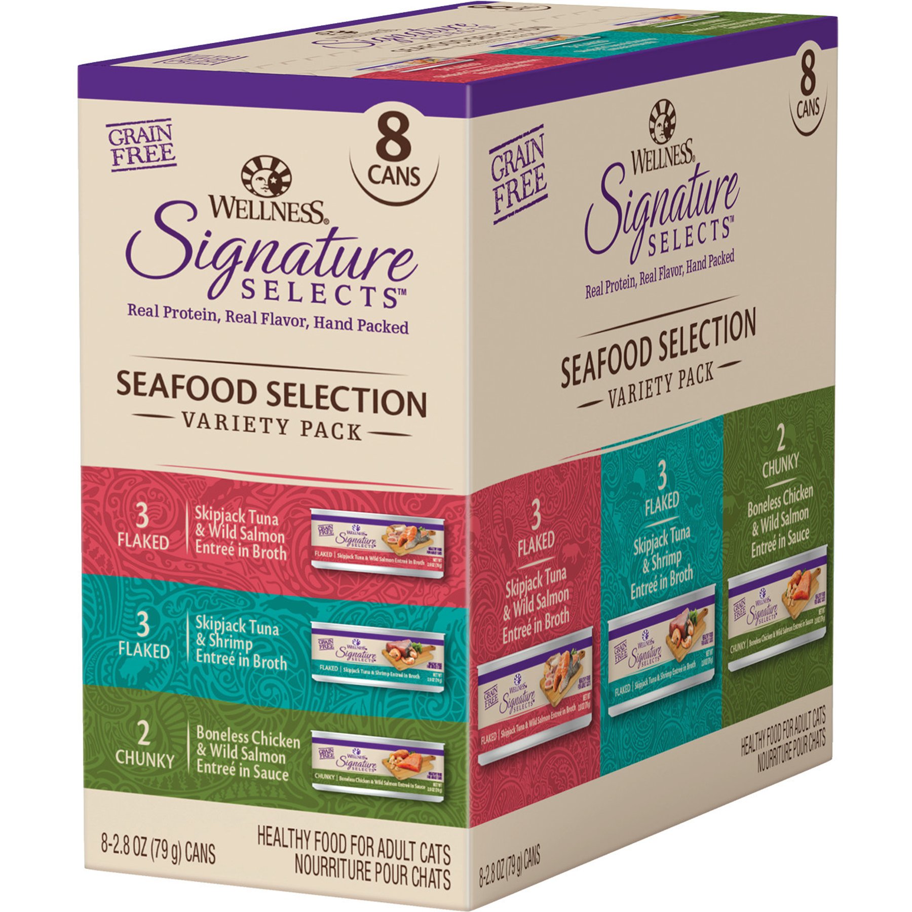 Wellness CORE Signature Selects Seafood Selection Variety Pack Natural Grain-Free Wet Cat Food, 2.8-oz can, case of 8