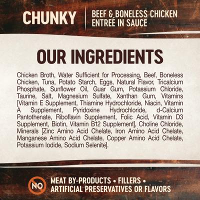 Show full view: Wellness CORE Signature Selects Chunky Beef & Boneless Chicken Entree in Sauce Grain-Free Canned Cat Food, 2.8-oz, case of 12 slide 6 of 12