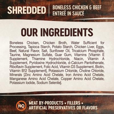 Show full view: Wellness CORE Signature Selects Shredded Boneless Chicken & Beef Entree in Sauce Grain-Free Canned Cat Food, 5.3-oz, case of 12 slide 6 of 12