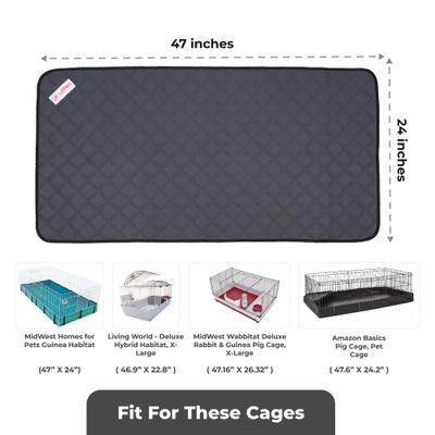 Show full view: LuftPets Washable Rabbit & Guinea Pig Cage Liner Bedding, 24 x 47-in, Gray slide 8 of 10