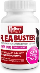 Jeffers Flea Buster Tuna Flavor Chewable Tablets for Cats, 7 to 15 lbs, 6 count