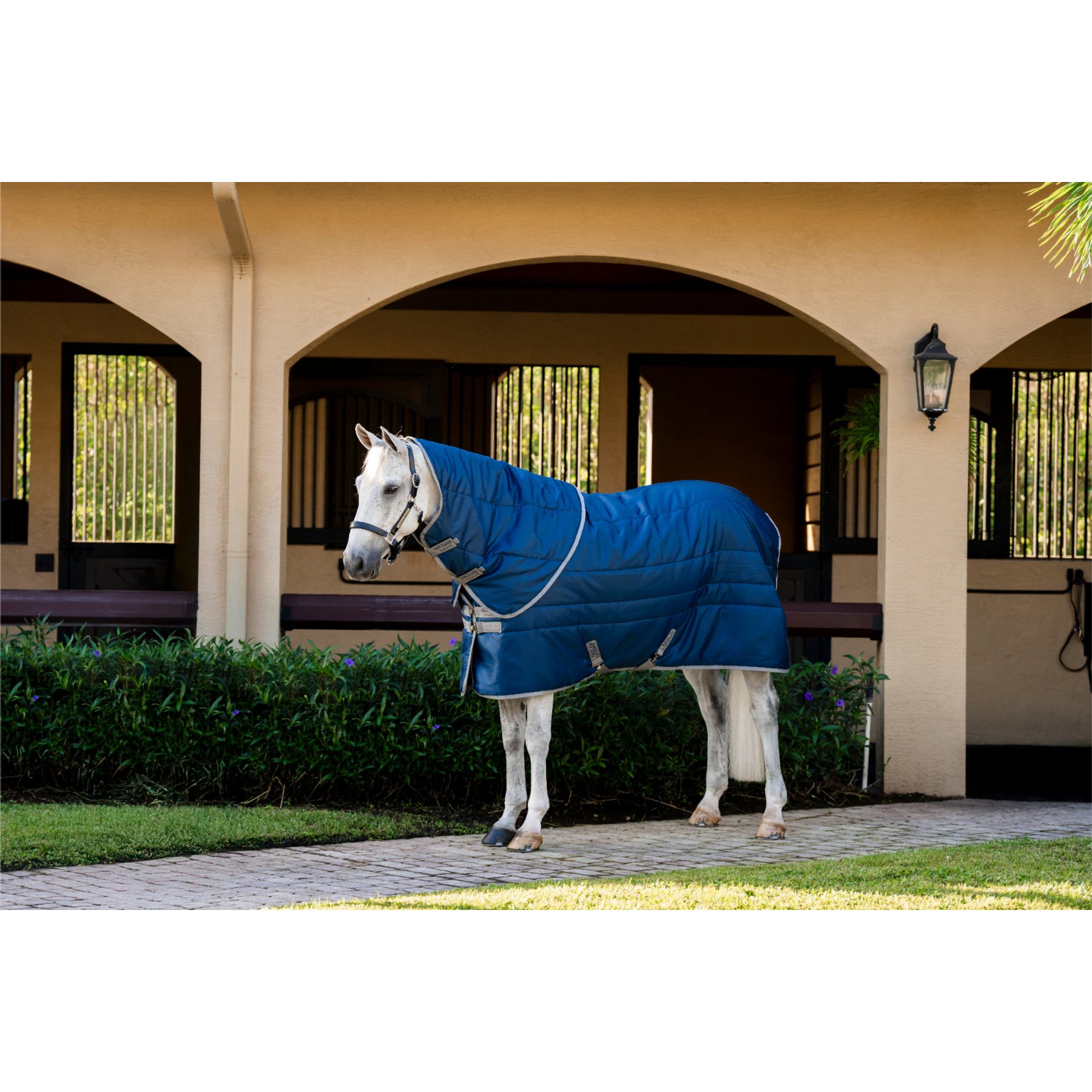 Horseware Amigo Ripstop Insulator Plus 350g Horse Stable Blanket, Navy, Titanium Grey, 69-in