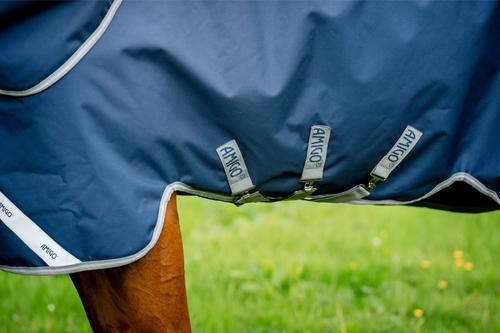 Show full view: Amigo 1200D 100g Horse Turnout, Navy, Titanium Grey, Silver, 66-in slide 5 of 8
