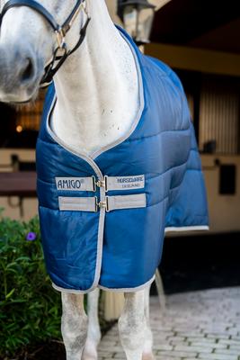 Show full view: Amigo Ripstop Insulator 100g Horse Stable Blanket, Navy, Titanium Grey, 75-in slide 3 of 7