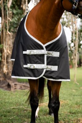 Show full view: Amigo Ripstop 900D Plus 0g Quarter Horse Turnout, Black, Silver, 68-in slide 2 of 6