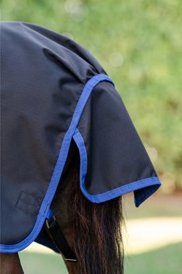 Show full view: Amigo Ripstop 900D Plus 0g Petite Horse Turnout, Black, Classic Blue, 33-in slide 4 of 5