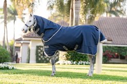 Amigo 1200D Plus 0g Pony Horse Turnout, Navy, Titanium Grey, Silver, 45-in