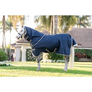 Amigo 1200D Plus 0g Pony Horse Turnout, Navy, Titanium Grey, Silver, 69-in