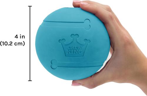 Show full view: Chew King by Mammoth Peanut Butter Flavor Rubber Ball Tough Dog Chew Toy, Blue, 4-in, 2 count slide 2 of 5