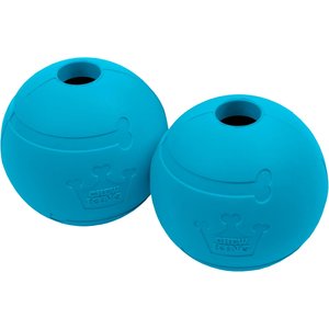 Chew King by Mammoth Peanut Butter Flavor Rubber Ball Tough Dog Chew Toy, Blue, 3-in, 2 count