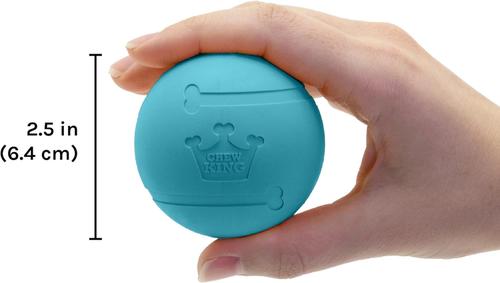 Show full view: Chew King by Mammoth Peanut Butter Flavor Rubber Ball Tough Dog Chew Toy, Blue, 2.5-in, 3 count slide 2 of 5