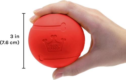 Show full view: Chew King by Mammoth Beef Flavor Rubber Ball Tough Dog Chew Toy, Red, 3-in, 2 count slide 3 of 5