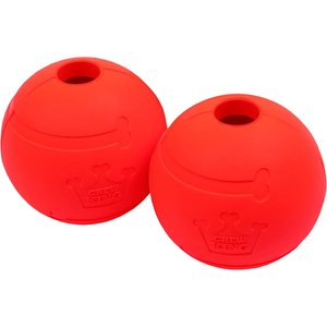 Chew King by Mammoth Beef Flavor Rubber Ball Tough Dog Chew Toy, Red, 3-in, 2 count