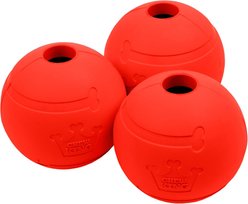 Chew King by Mammoth Beef Flavor Rubber Ball Tough Dog Chew Toy, Red, 2.5-in, 3 count