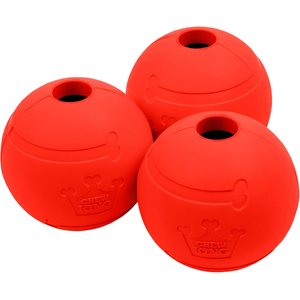 Chew King by Mammoth Beef Flavor Rubber Ball Tough Dog Chew Toy, Red, 2.5-in, 3 count