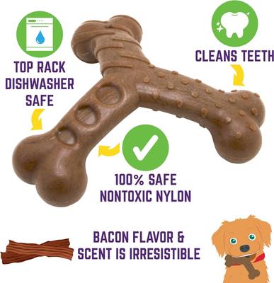Show full view: Chew King by Mammoth Bacon Flavored Nylon Wishbone Tough Chew Dog Toy, Small slide 5 of 7