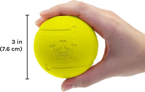 Show full view: Chew King by Mammoth Chicken Flavor Rubber Ball Tough Dog Chew Toy, Yellow, 3-in, 2 count slide 3 of 6