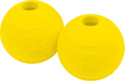 Chew King by Mammoth Chicken Flavor Rubber Ball Tough Dog Chew Toy, Yellow, 4-in, 2 count