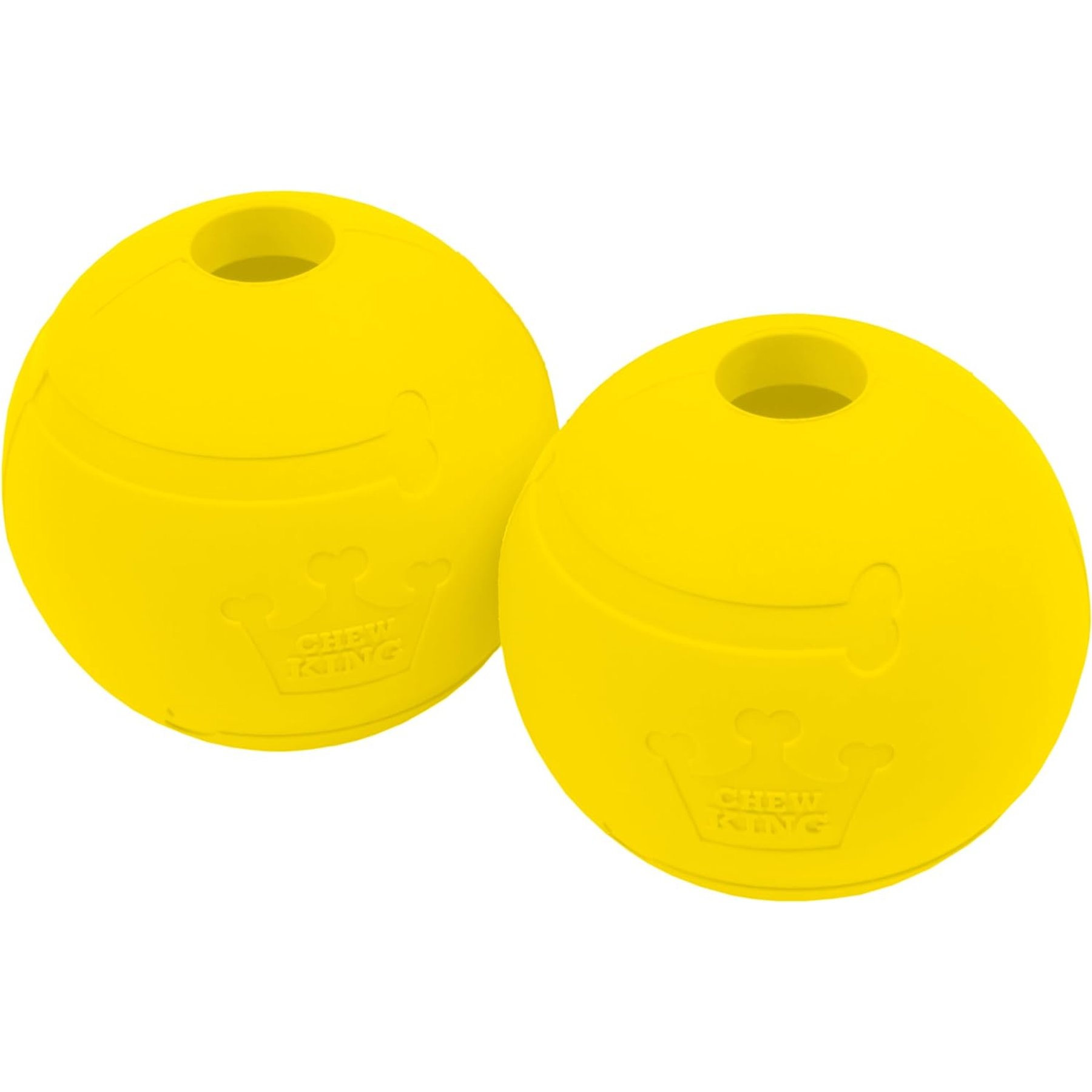 Chew King by Mammoth Chicken Flavor Rubber Ball Tough Dog Chew Toy, Yellow, 4-in, 2 count