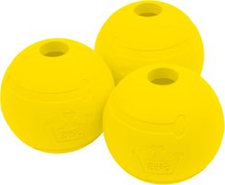 Chew King by Mammoth Chicken Flavor Rubber Ball Tough Dog Chew Toy, Yellow, 2.5-in, 3 count