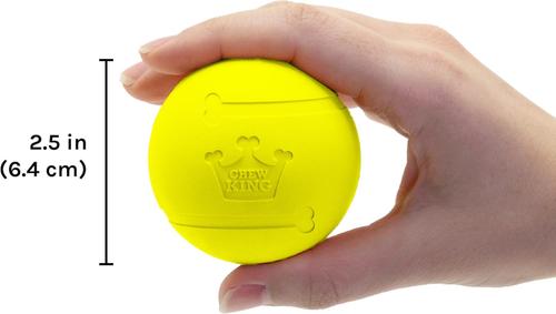 Show full view: Chew King by Mammoth Chicken Flavor Rubber Ball Tough Dog Chew Toy, Yellow, 2.5-in, 3 count slide 4 of 6