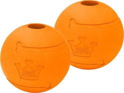 Chew King by Mammoth Bacon Flavor Rubber Ball Tough Dog Chew Toy, Orange, 2 count, 4-in