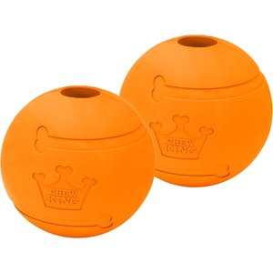 Chew King by Mammoth Bacon Flavor Rubber Ball Tough Dog Chew Toy, Orange, 2 count, 4-in