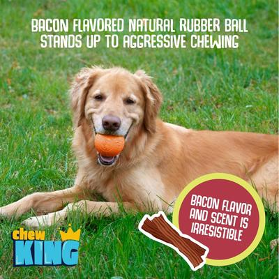 Show full view: Chew King by Mammoth Bacon Flavored Supreme Fetch Tough Chew Ball Dog Toy, Orange, 2 count, 3-in slide 5 of 8