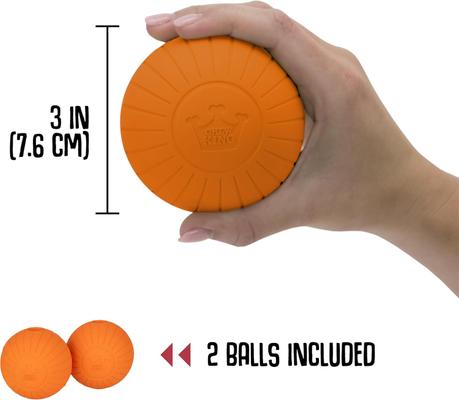 Show full view: Chew King by Mammoth Bacon Flavored Supreme Fetch Tough Chew Ball Dog Toy, Orange, 2 count, 3-in slide 2 of 8